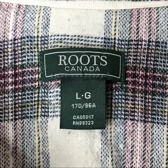 Women’s Large Roots Canada Plaid Tartan Tunic Pullover Popover Shirt Top - Picture 5 of 14